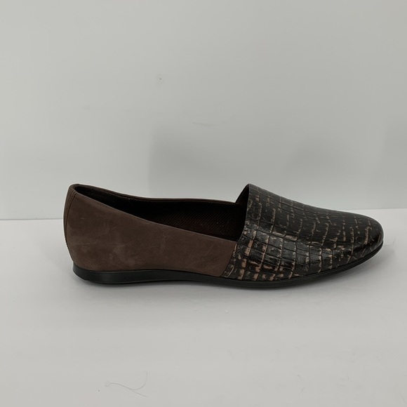ECCO Touch 15 ballet flat shoe brown suede textured black slip-on women 39 8 - Picture 1 of 6